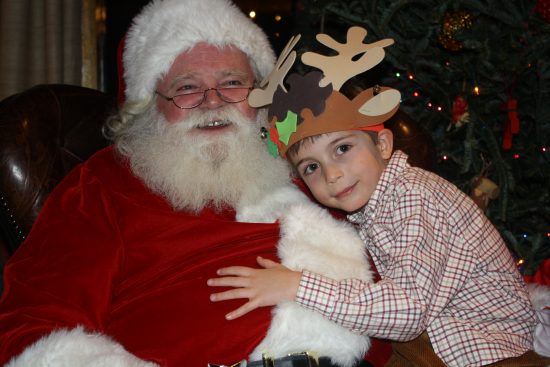 Freddy Wacker hugs Santa goodbye