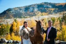 wedding with horse at C Lazy U Ranch