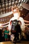 bride on mechanical bull at reception