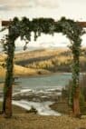 wedding arch overlooking the reservoir