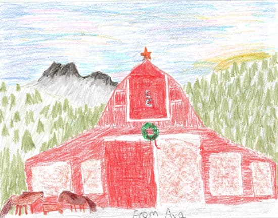 a drawing of the barn by Ava Addy