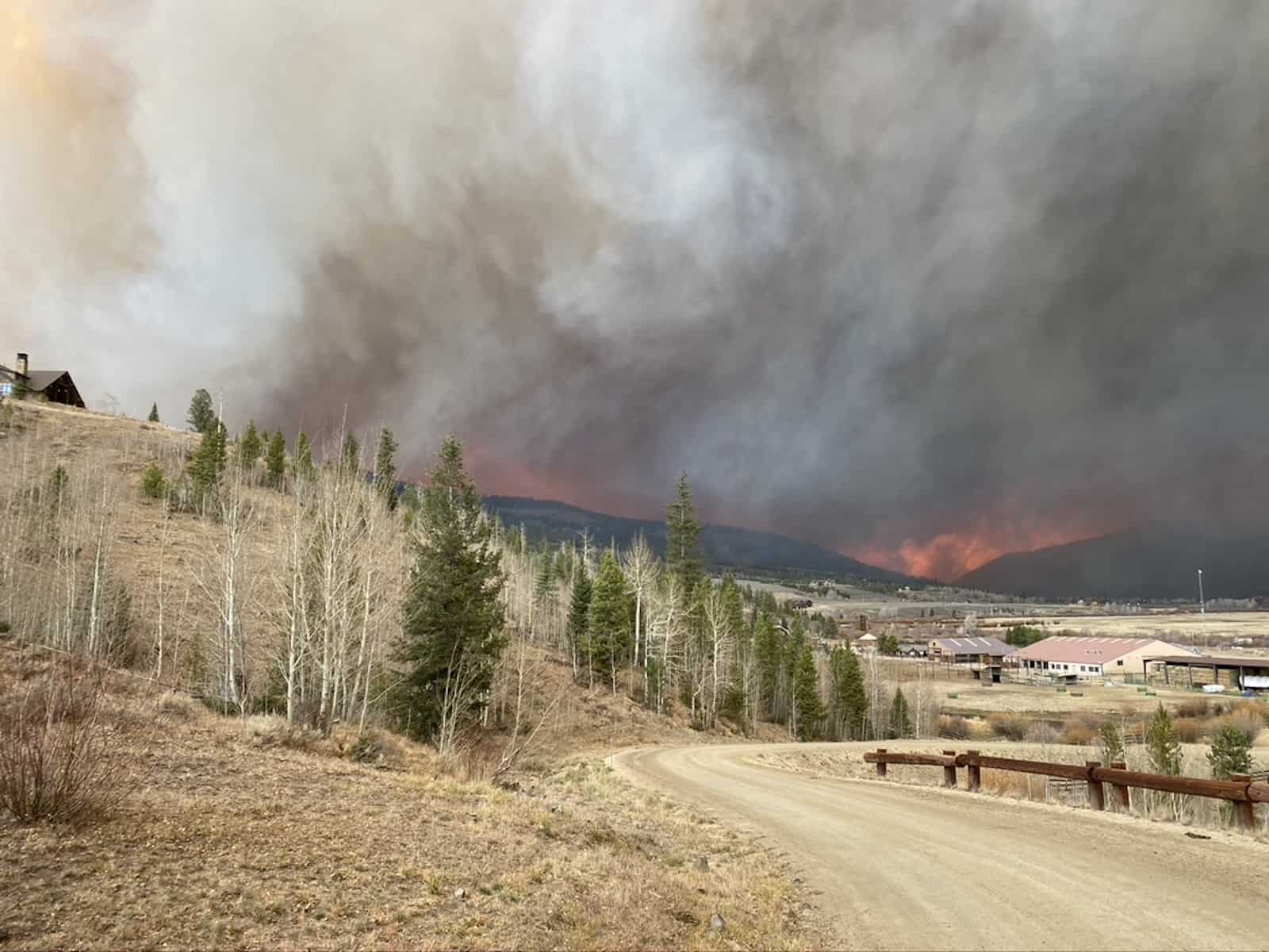 fire in the distance at ranch