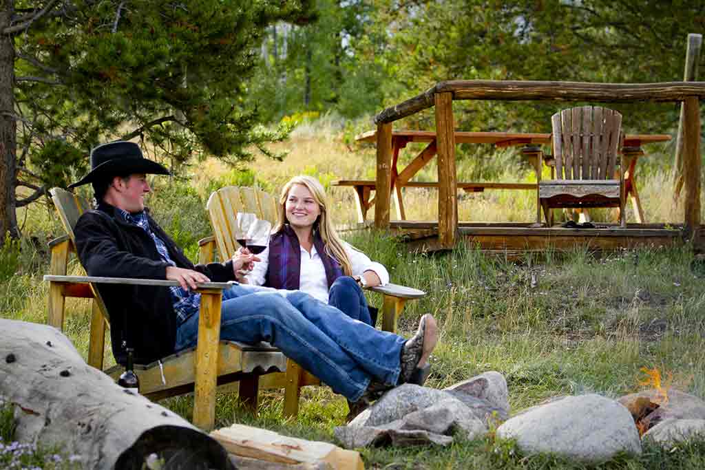 Couple relaxing in mountains