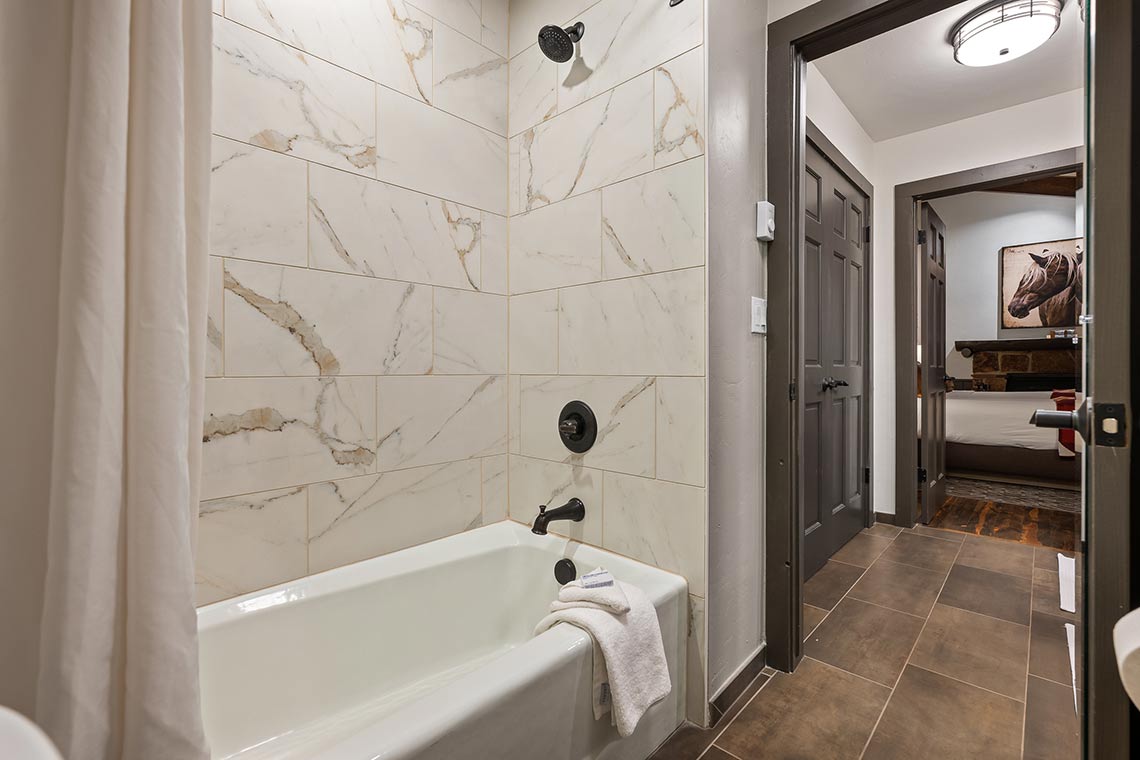 The shower and toilet room in Roundup B2's bath, same as all other Roundup rooms