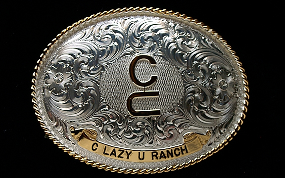 Gold and silver plated C Lazy U belt buckles dress up any western outfit