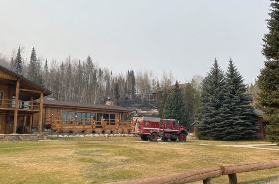 a fire truck outside the Latigo Room