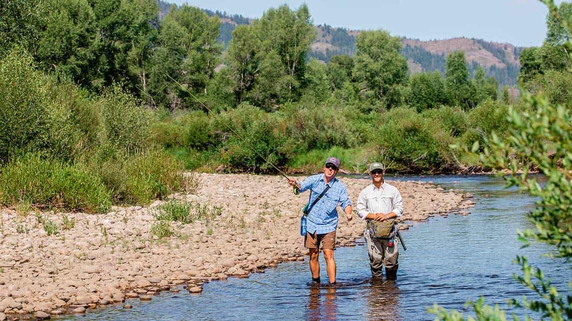 Man casts to where guide suggested