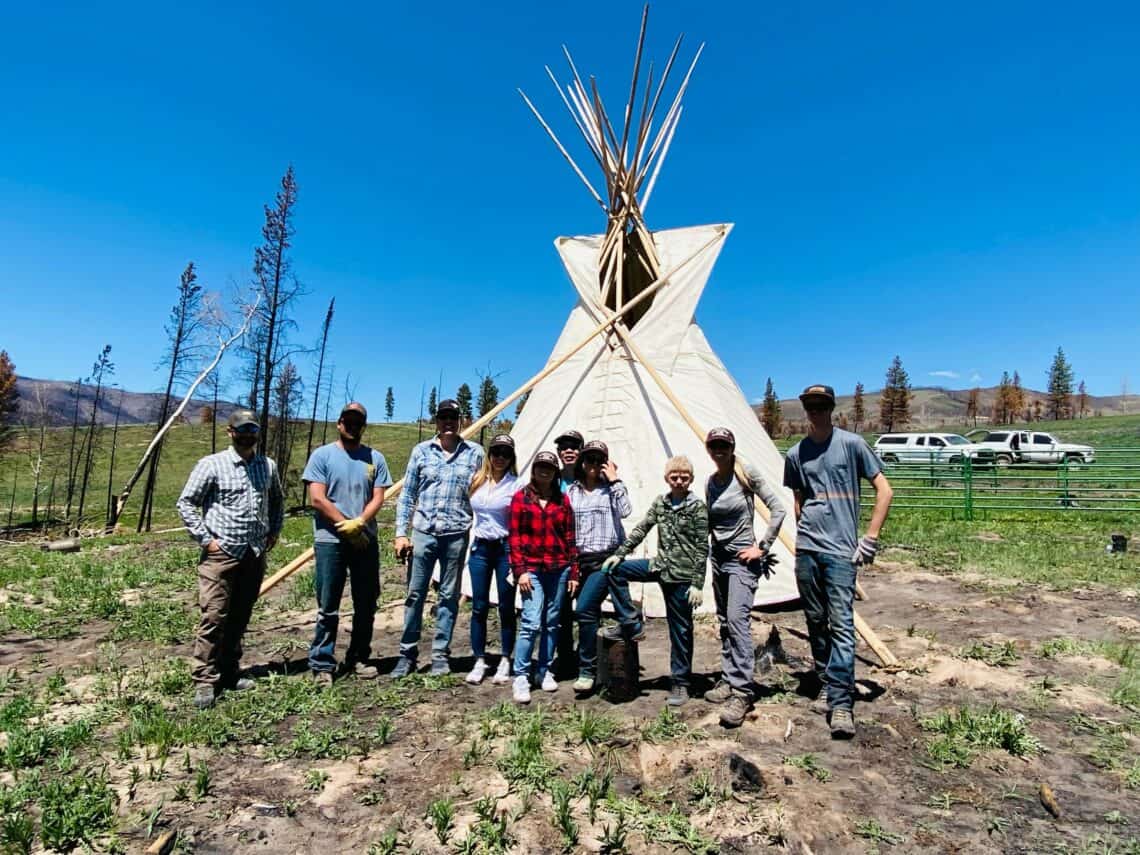 group after the teepee was made