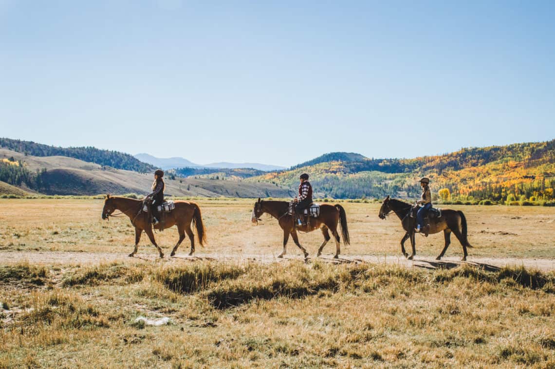 3 people on top of horses