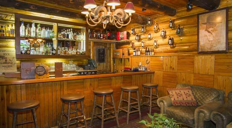 The bar in the Main Lodge at C Lazy U