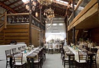 The renovated hay barn is one of our largest - and most elegant - places to host a fancy ranch wedding reception.