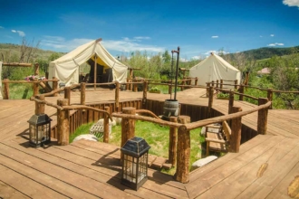 The spa treatment tents are situated in a circle, for privacy and to better display our magnificent scenery.