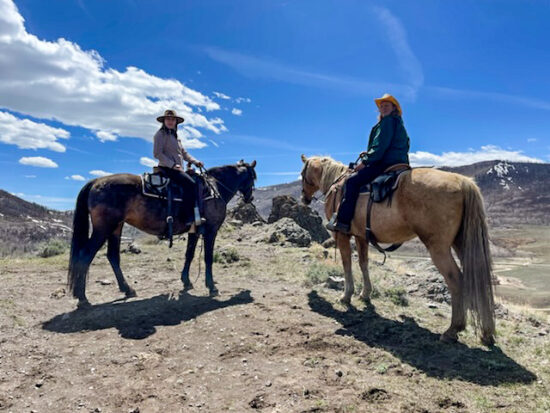 women on horses at the Body, Mind, Equine event at C Lazy U ranch in Granby, Colorado