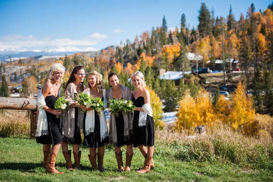 fall ranch wedding bridal party