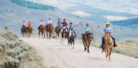 Kids on spring trail ride