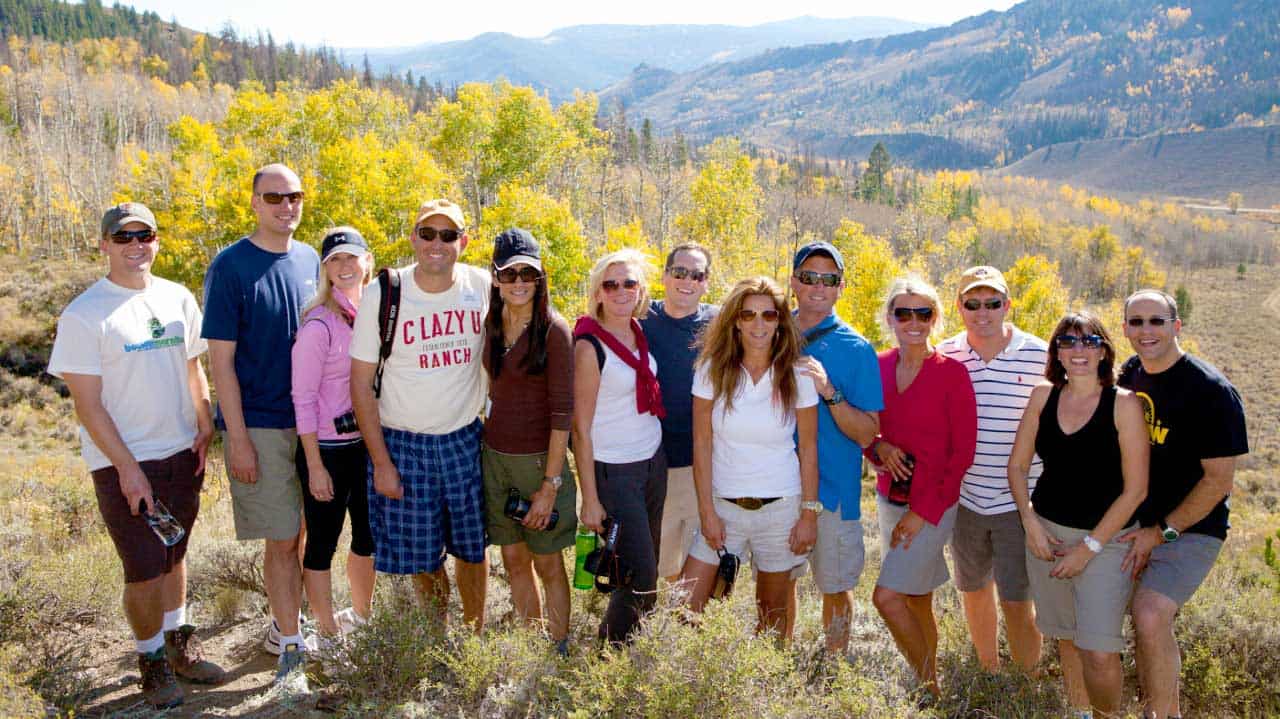 Guided hiking group at C Lazy U