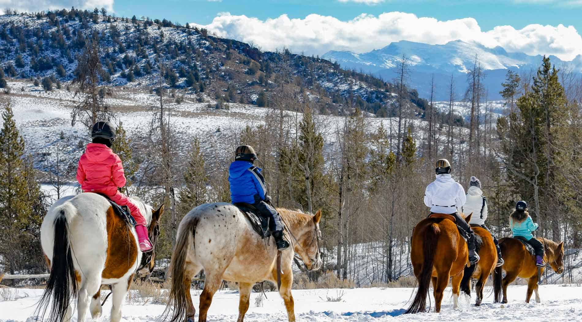 winter trail ride on horseback