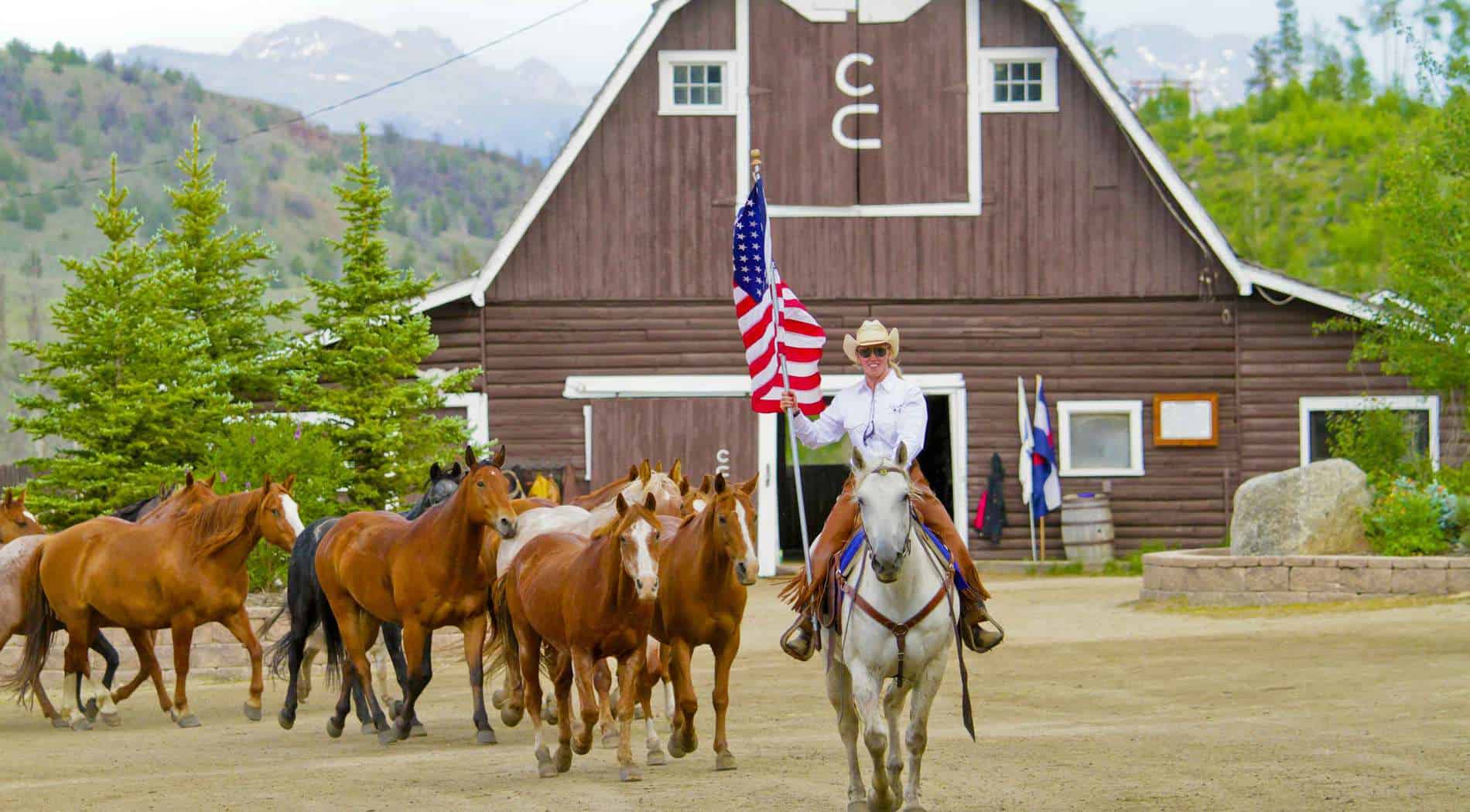 wrangler with a flag