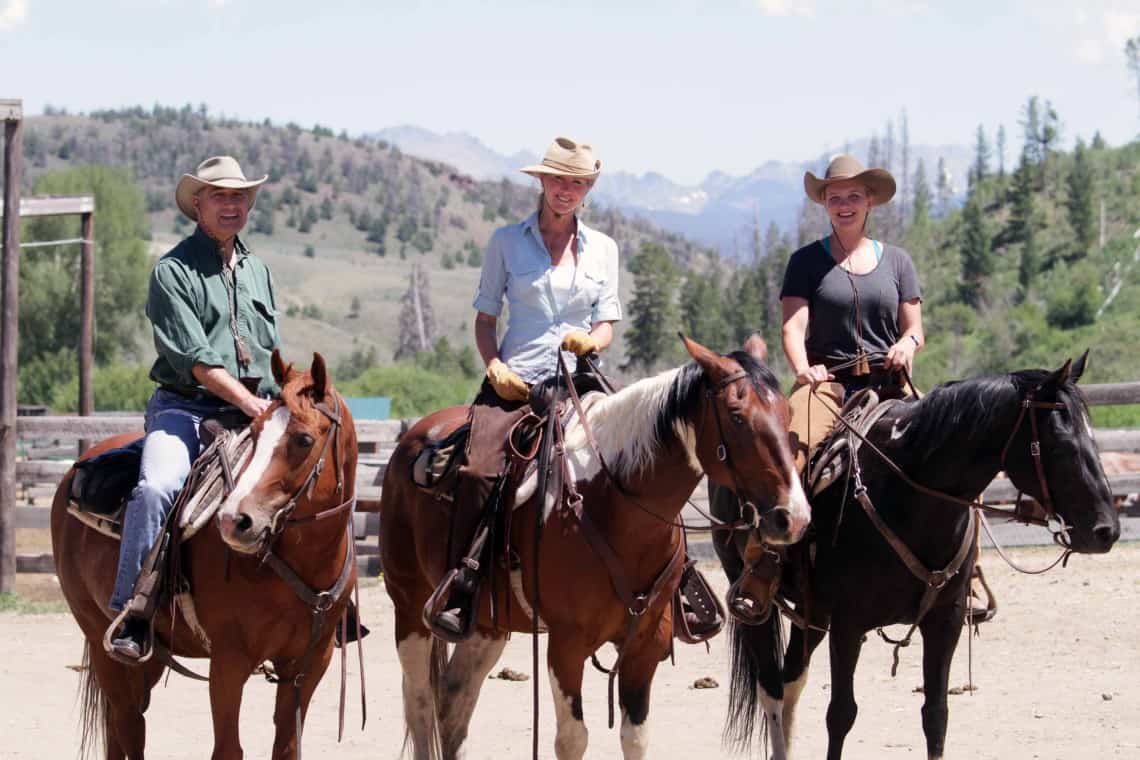 Riding group on horseback at C Lazy U Ranch