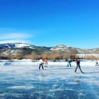 playing ice hockey in the afternoon