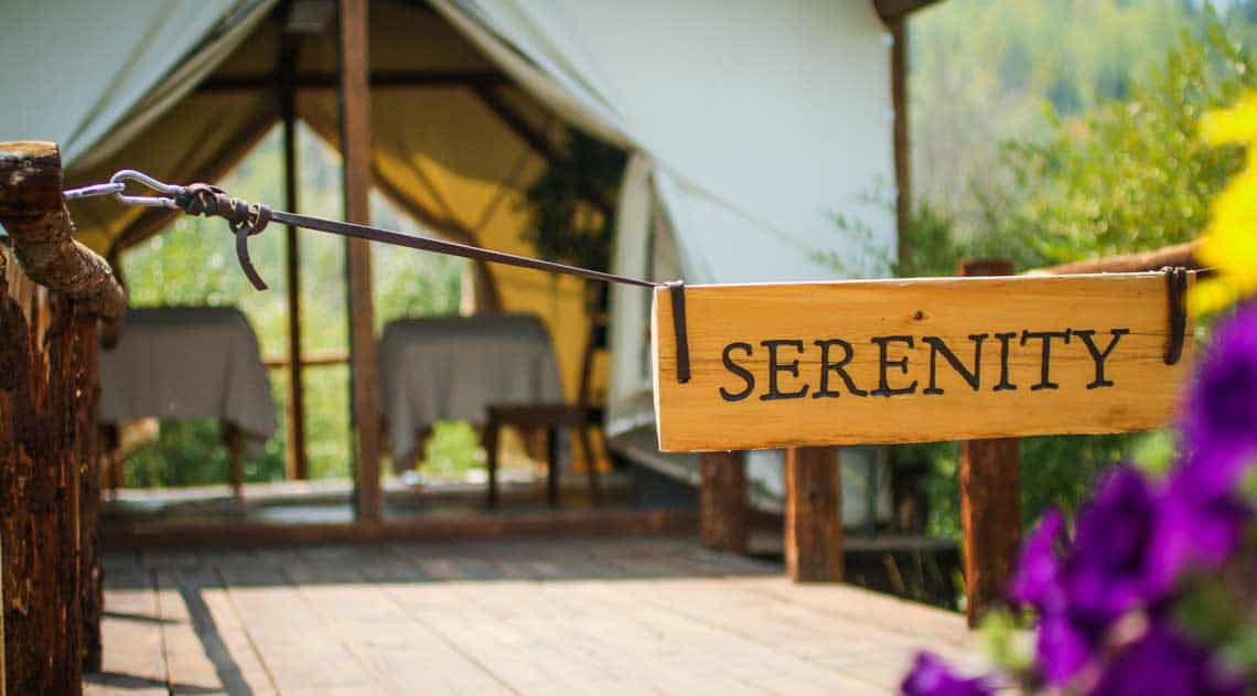 Serenity sign at the Lazy You Spa