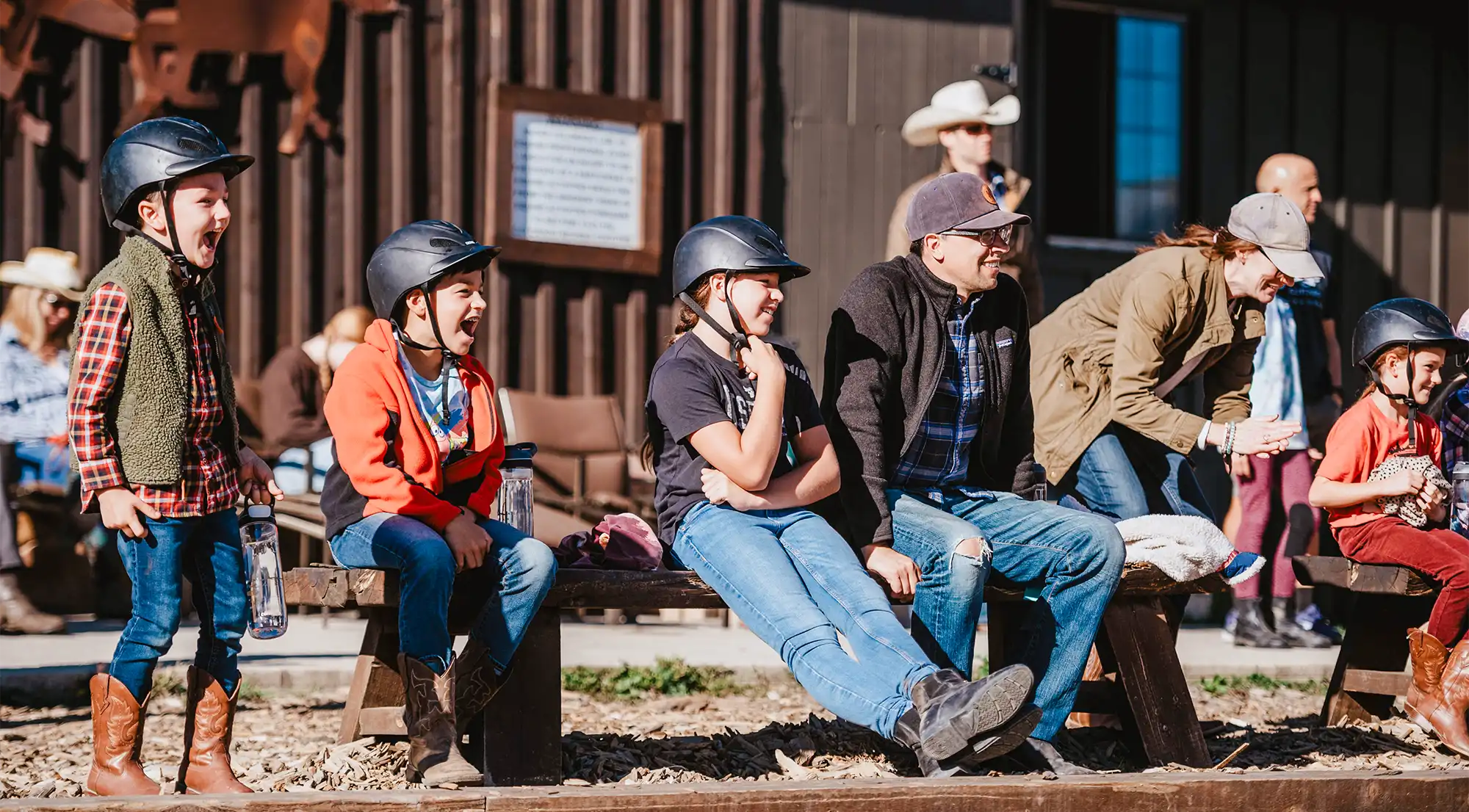 Excited kids at the C Lazy U Ranch