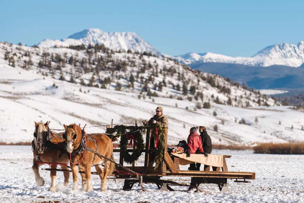 Sleigh ride in winter at C Lazy U