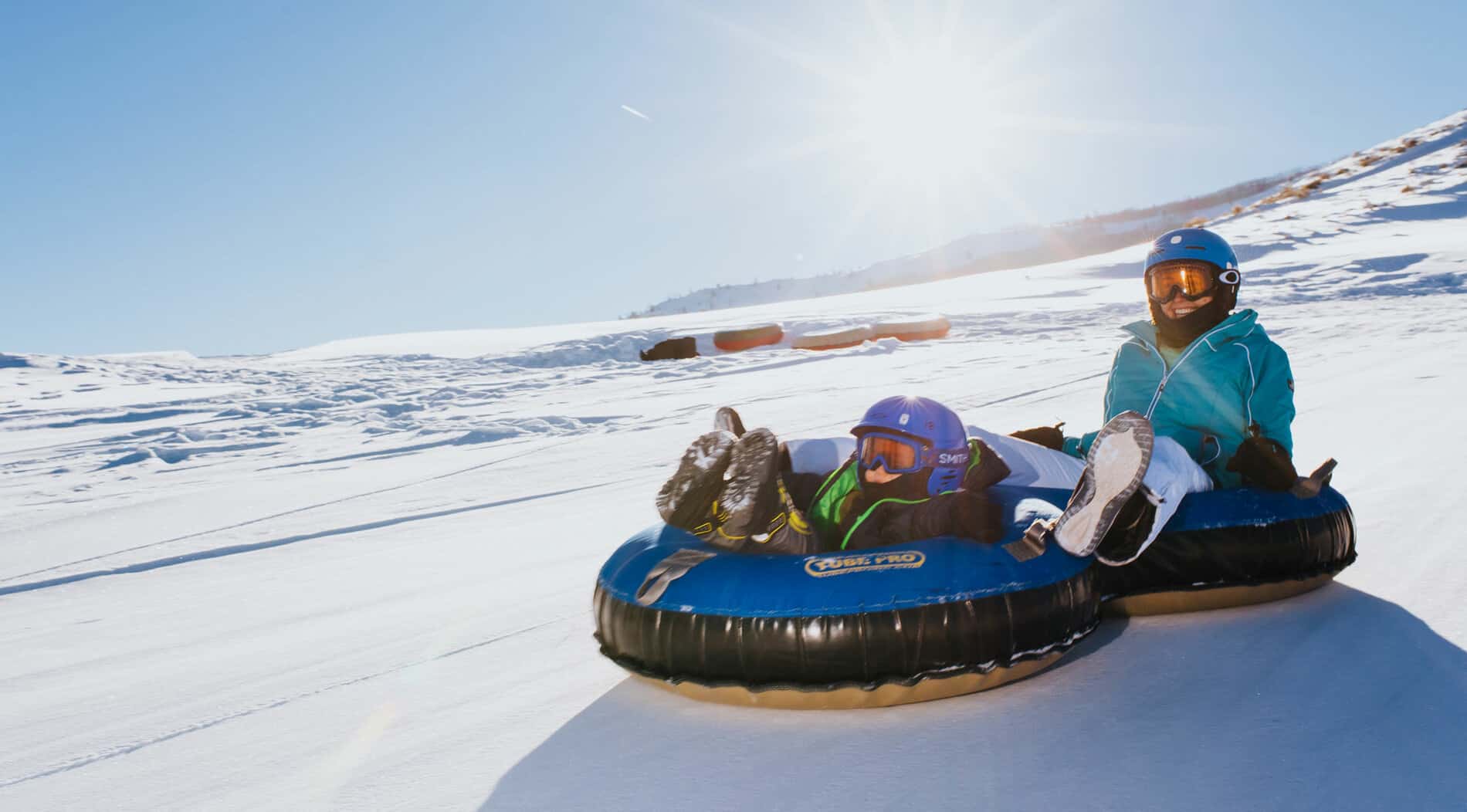 Snowtubing on a sunny day