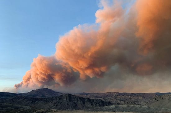 East Troublesome fire approaching the C Lazy U Ranch on October 15, 2020