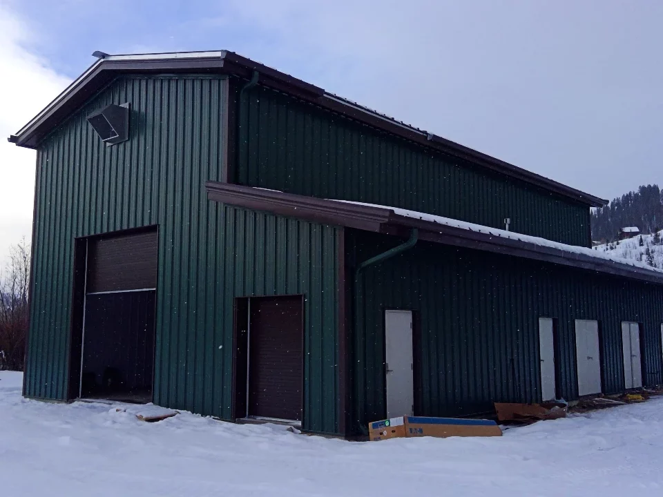 water treatment building The exterior of a green building at C Lazy U Ranch, which houses their wastewater treatment facility.