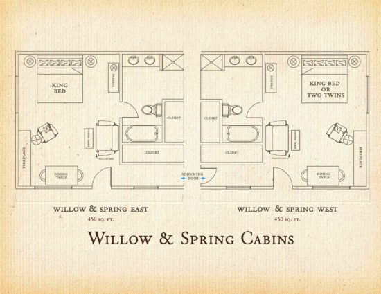 Floorplan for Willow and Spring cabins