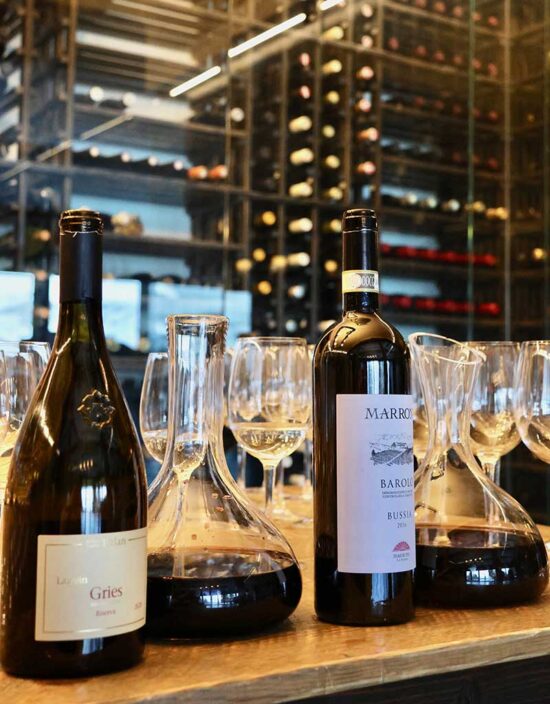 The Adega Room set up for a wine tasting.