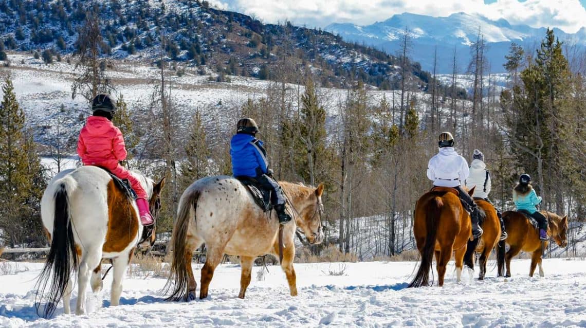 horseback riding in the snow